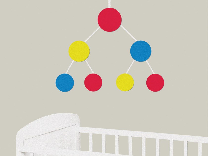 a cradle with an LLM model hanging like a mobile over it