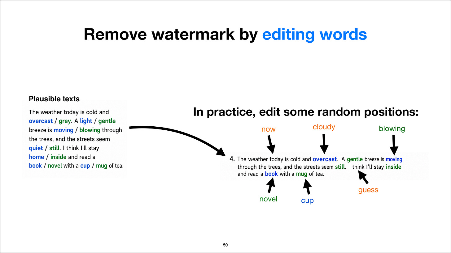In practice, watermark removal edits several guessed positions