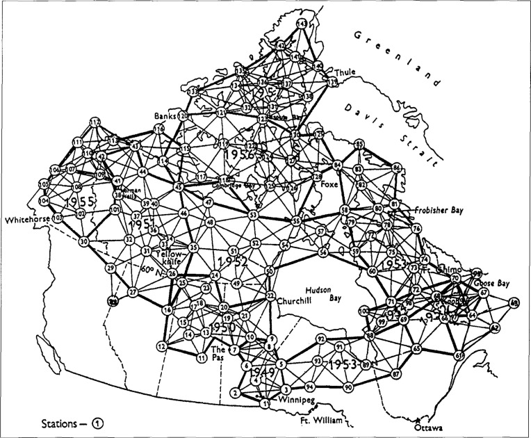Triangulation network of Canada