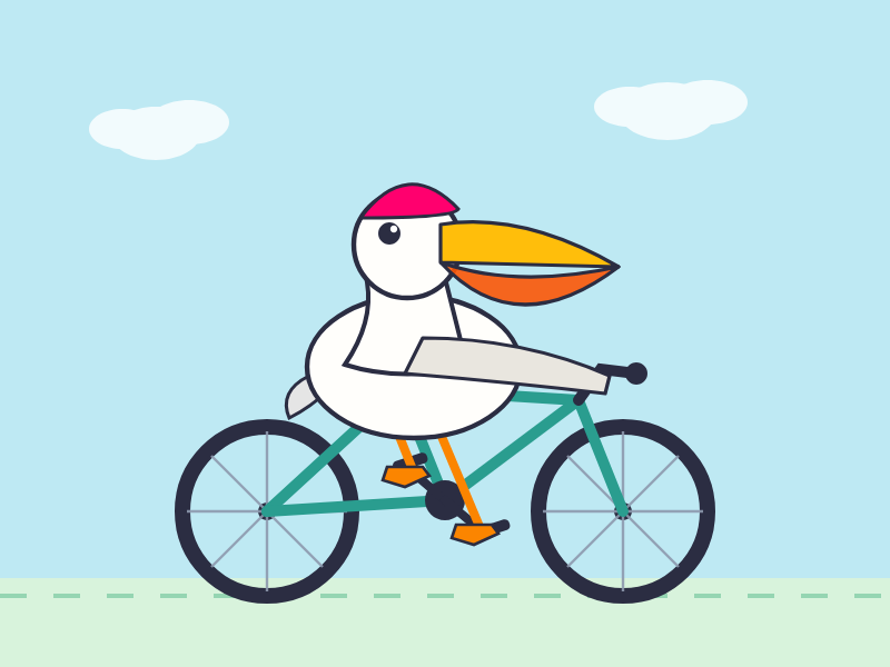 The bicycle is the correct shape. The pelican is a little blocky but still recognizable as a pelican.