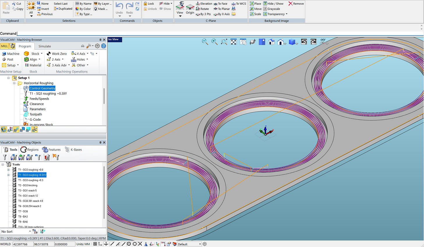 CNC toolpath view.