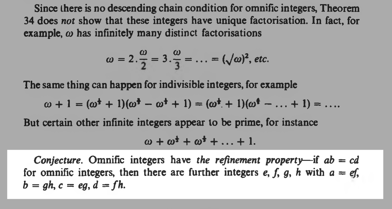 Conjecture: Omnific integers have a refinement property...